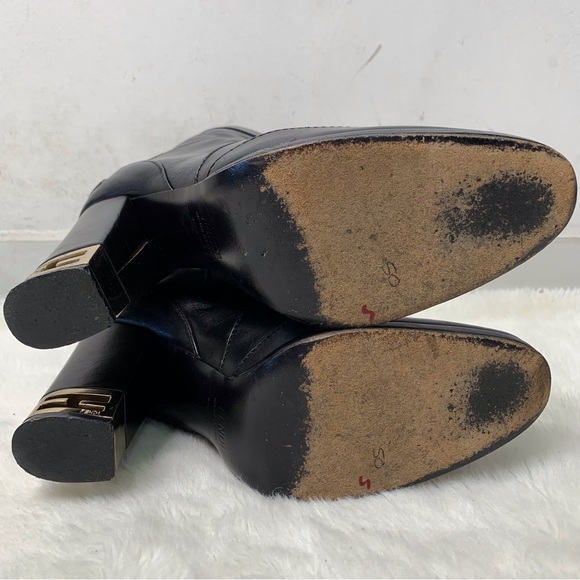 Fendi Women's Ankle Black Zip Leather Heeled Boots Size 36 - Picture 12 of 15